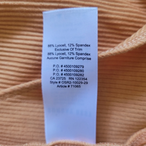 Sunday Best Orange Firecracker Ruffle Strap Ribbed Thong-cut Bodysuit, Size XS - Picture 9 of 11